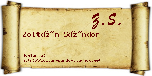 Zoltán Sándor névjegykártya